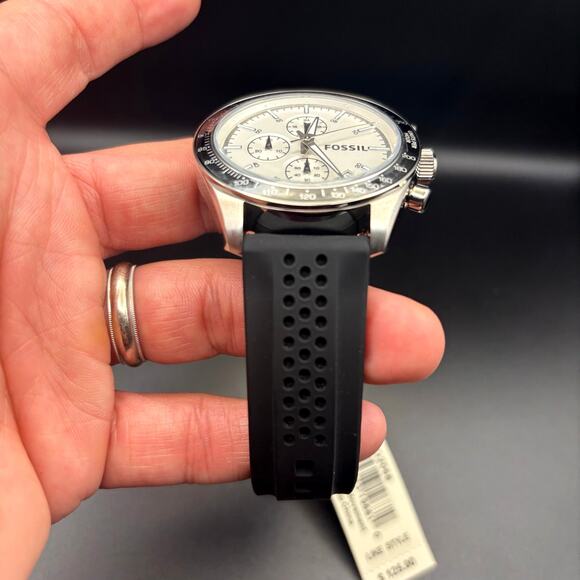 Fossil Autocross BQ2068 Mens Chronograph Stainless Steel Black Silicone Strap - Picture 13 of 17